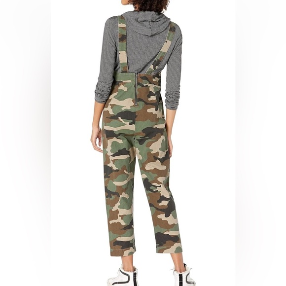 [M/10]RVCA Green and Brown Camouflage Ankle Cropped Jumpsuit Overall - Picture 2 of 12